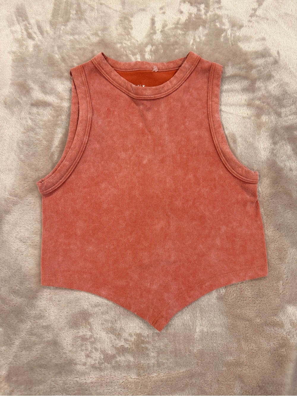 Vital Life Rust Orange Asymmetrical Cropped Tank Top Size S/M